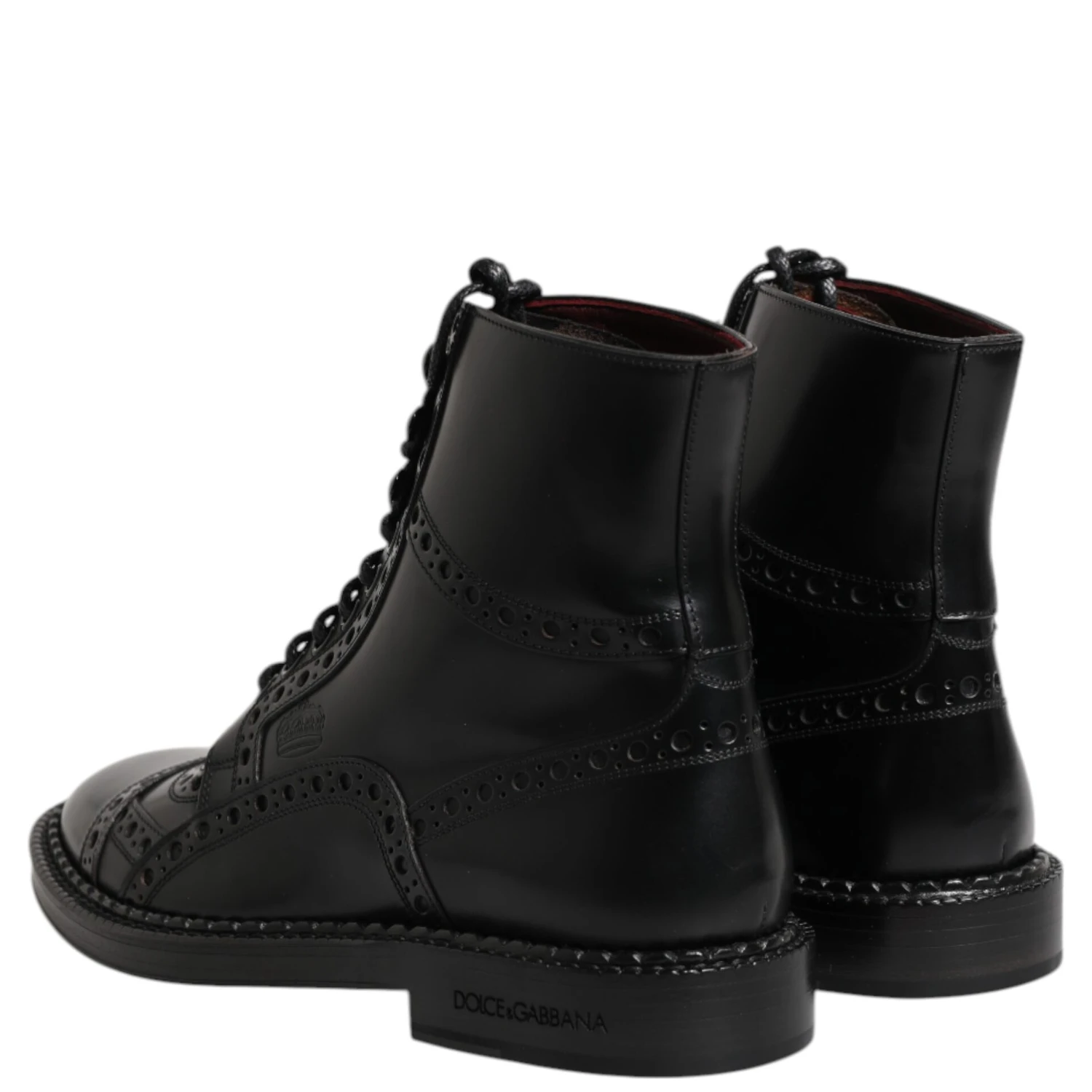 Black Leather Lace Up Mid Calf Boots Shoes