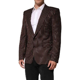 Black Brown Stripe Single Breasted Blazer