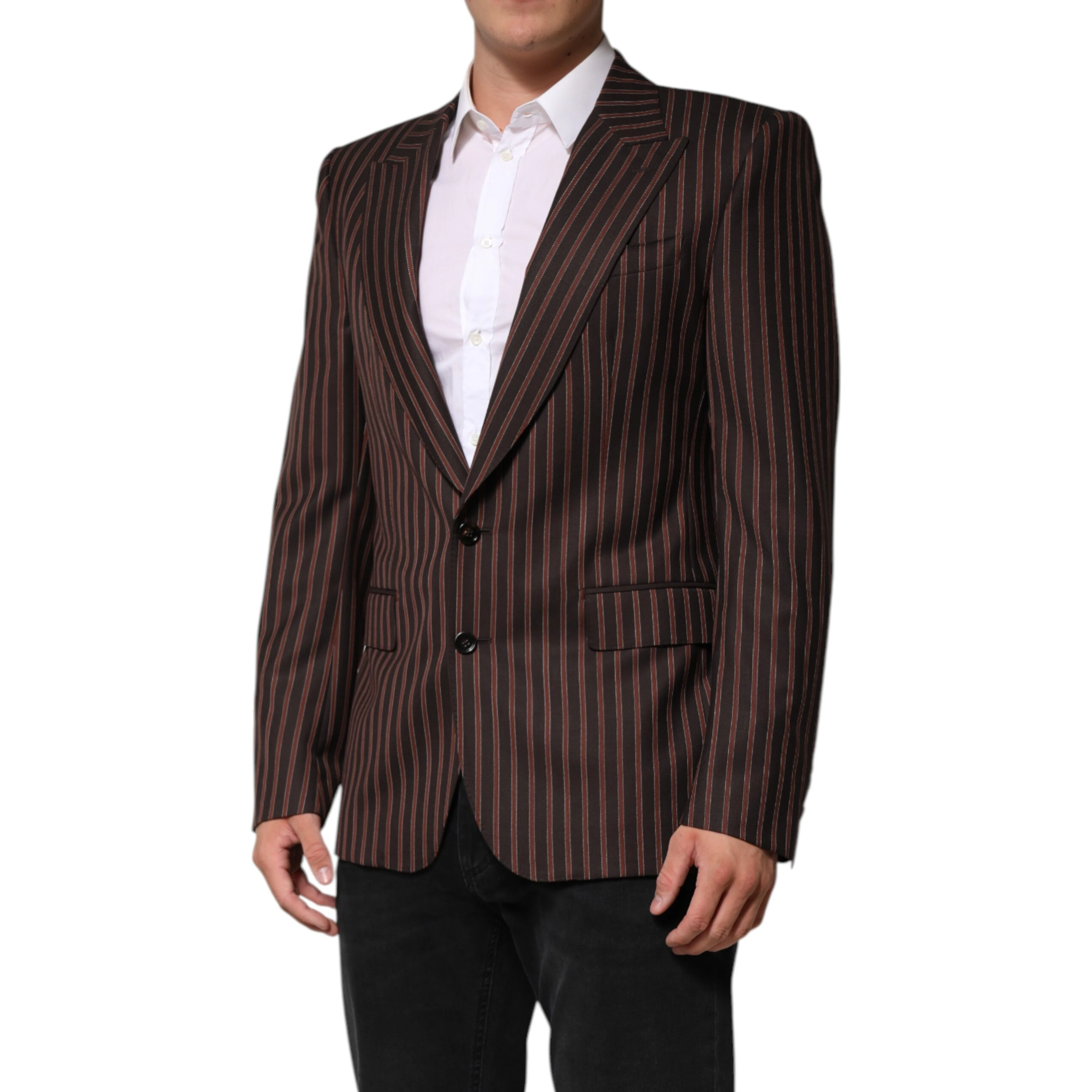 Black Brown Stripe Single Breasted Blazer