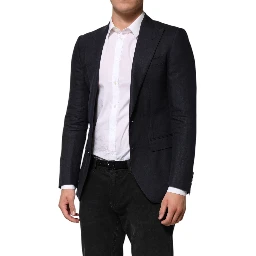 Dark Blue Single Breasted Men Suit Blazer