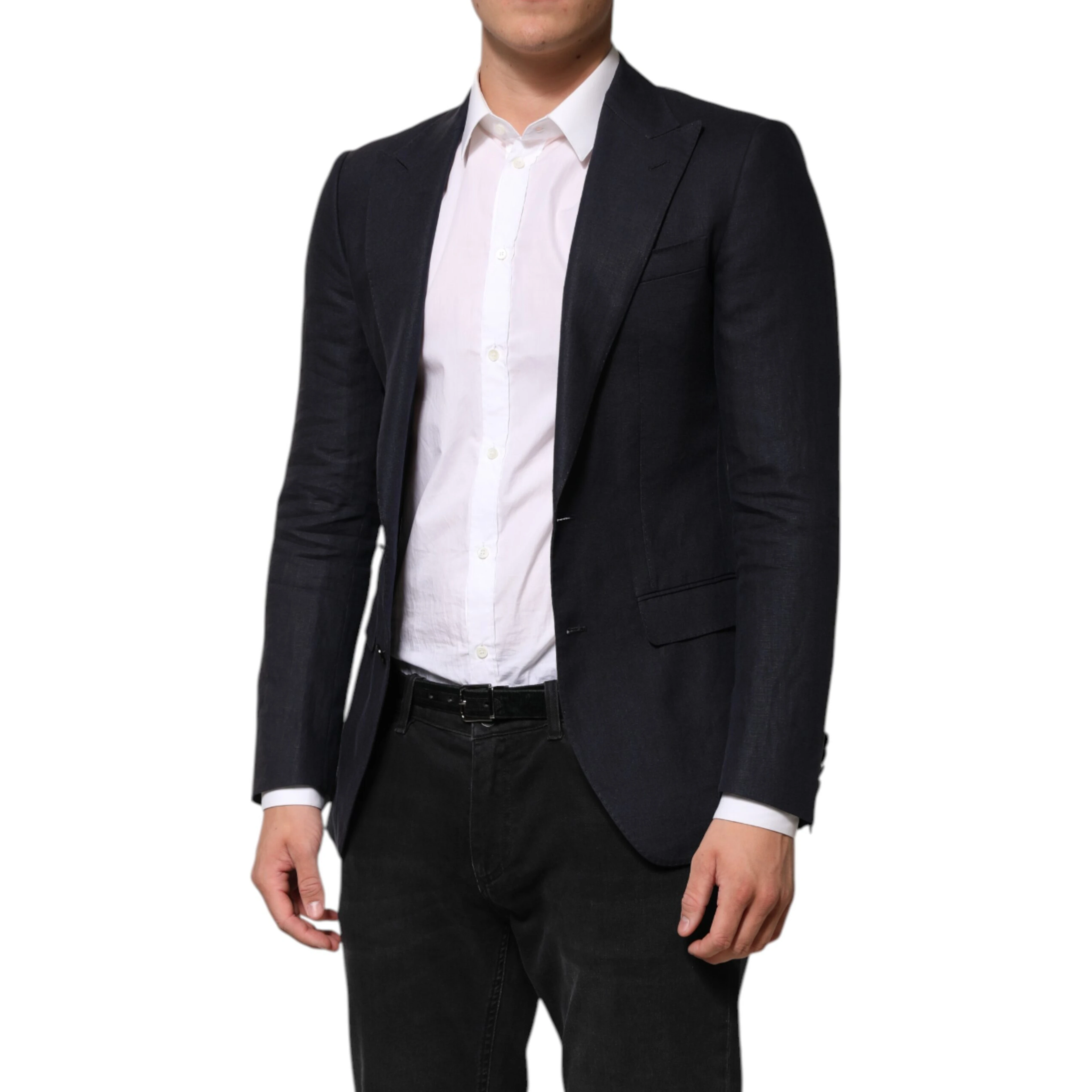 Dark Blue Single Breasted Men Suit Blazer