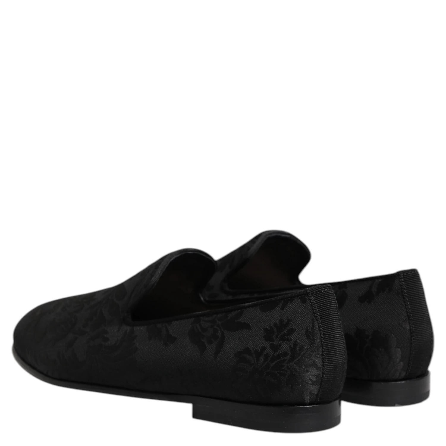 Black Floral Brocade Loafers Men Dress Shoes