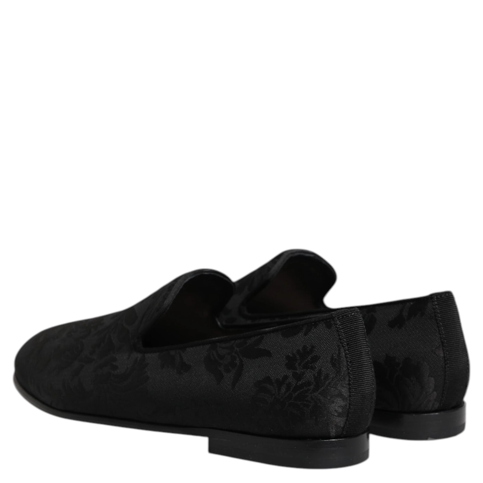 Black Floral Brocade Loafers Men Dress Shoes