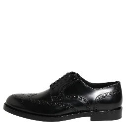 Black Leather Derby Wingtip Formal Shoes