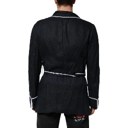 Dark Blue DG Embroidery Jacket Robe Blazer