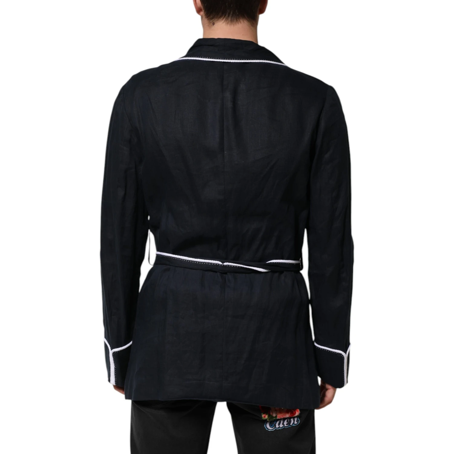 Dark Blue DG Embroidery Jacket Robe Blazer