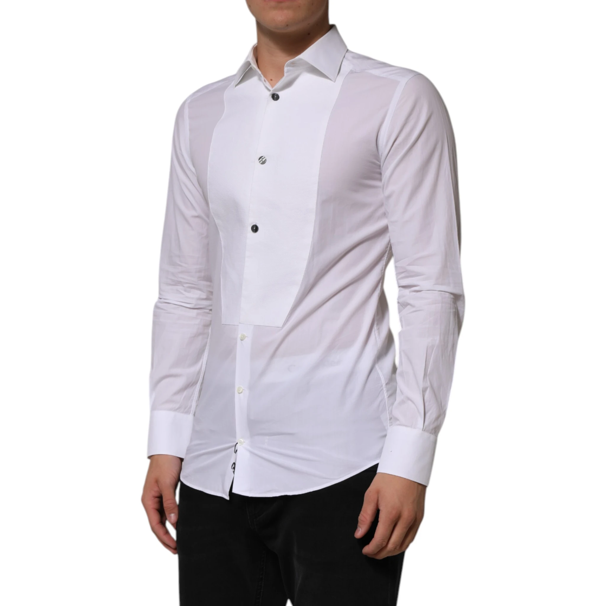 White Bib Cotton Poplin GOLD Men Formal Shirt