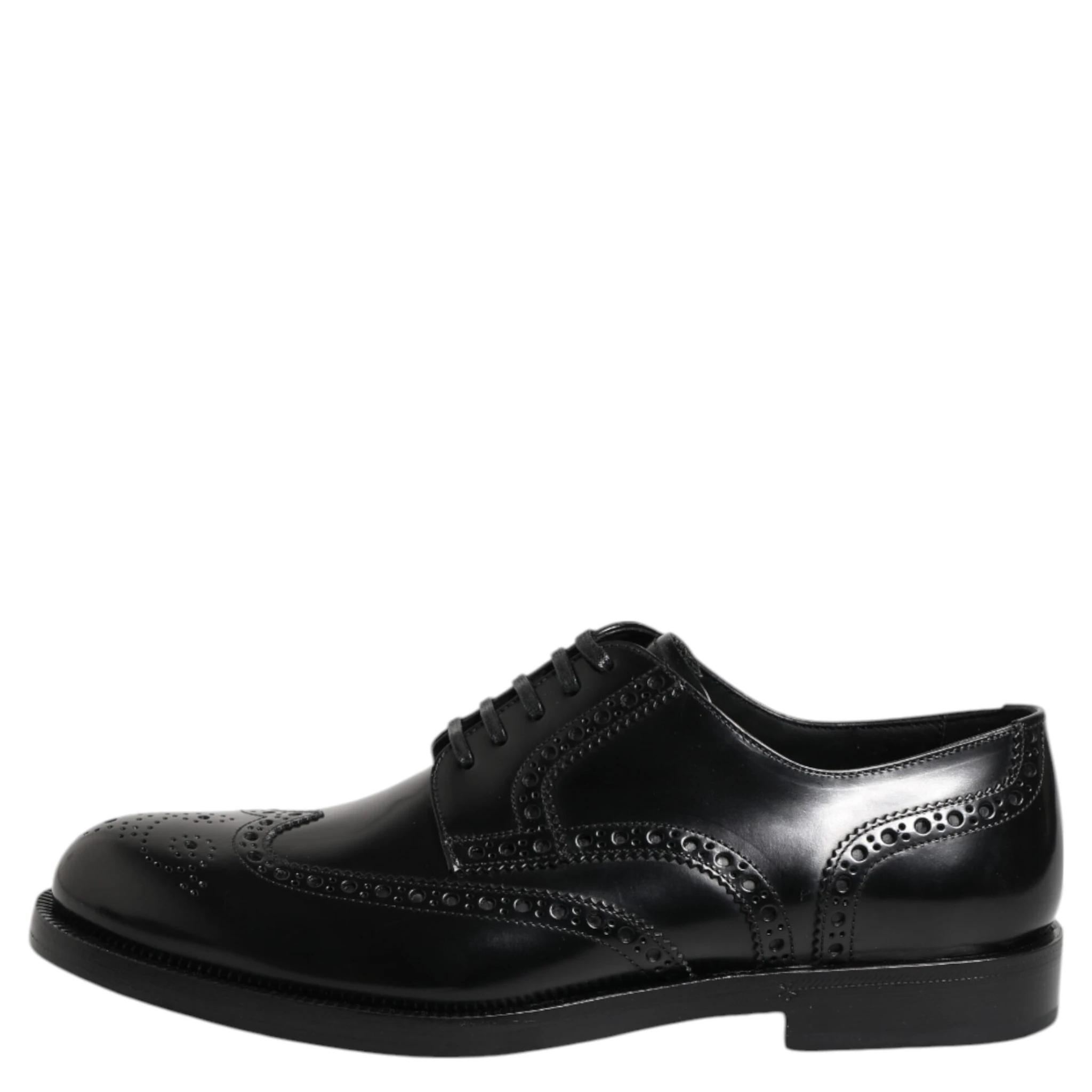 Black Leather Derby Wingtip Formal Shoes