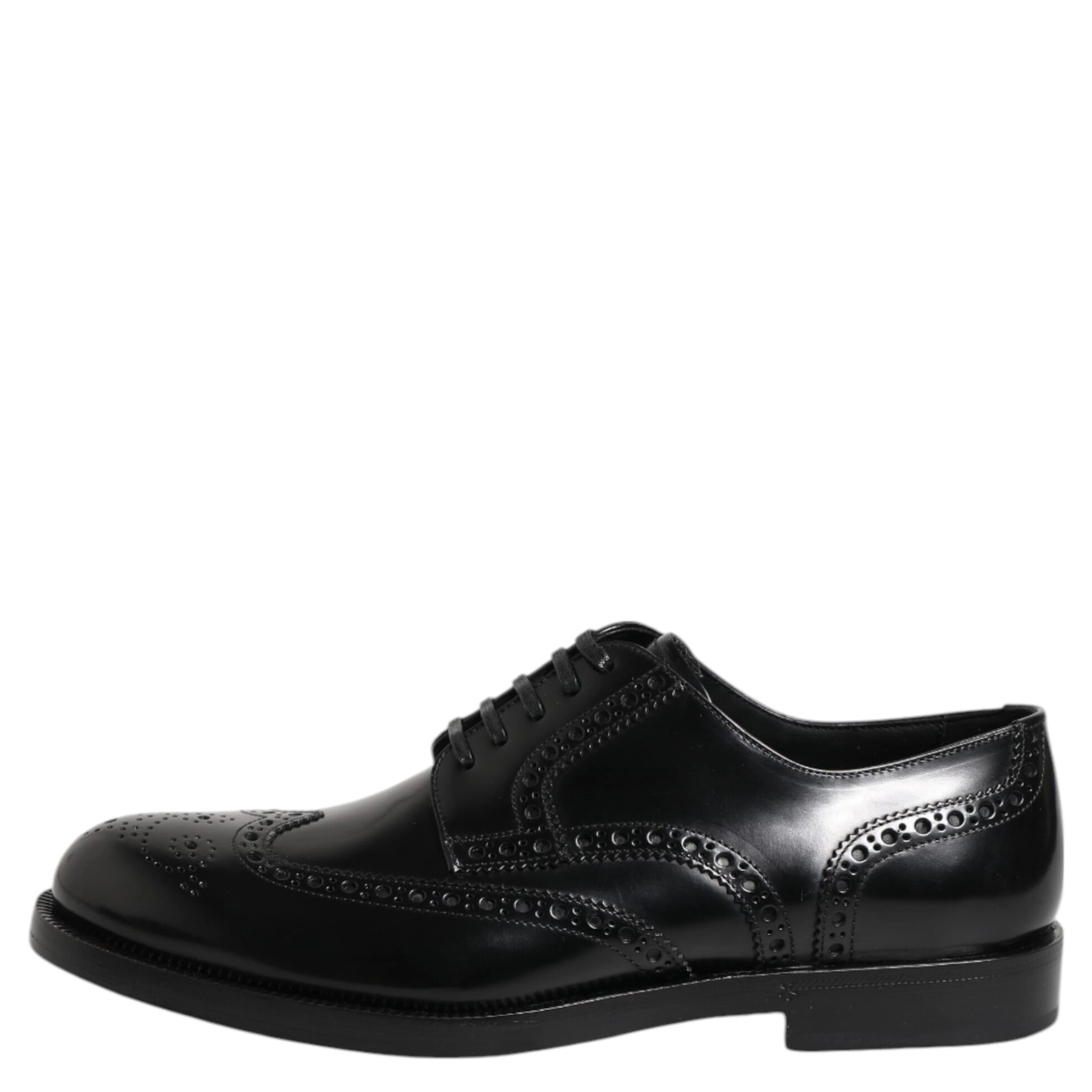 Black Leather Derby Wingtip Formal Shoes