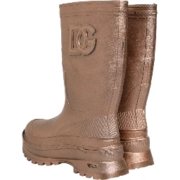 Metallic Gold Pull On Rain Boots Shoes