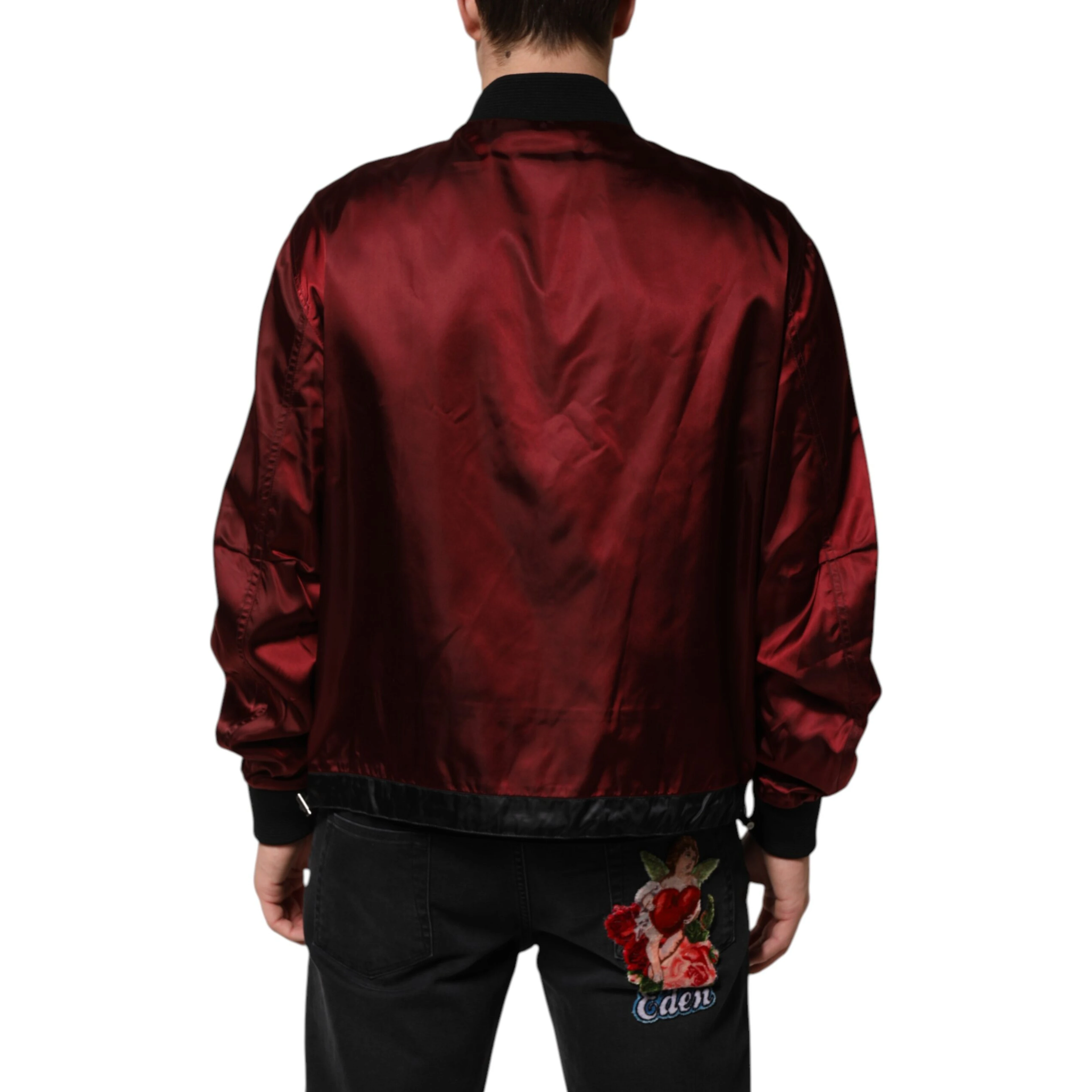Maroon Nylon DG Crown Embroidery Jacket