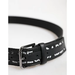 Black Polyester Leather Metal Buckle Belt