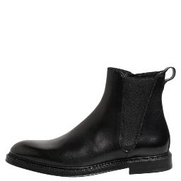 Black Chelsea Leather Mid Calf Boots Shoes