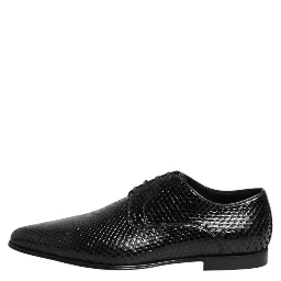 Black Exotic Leather Lace Up Derby Shoes