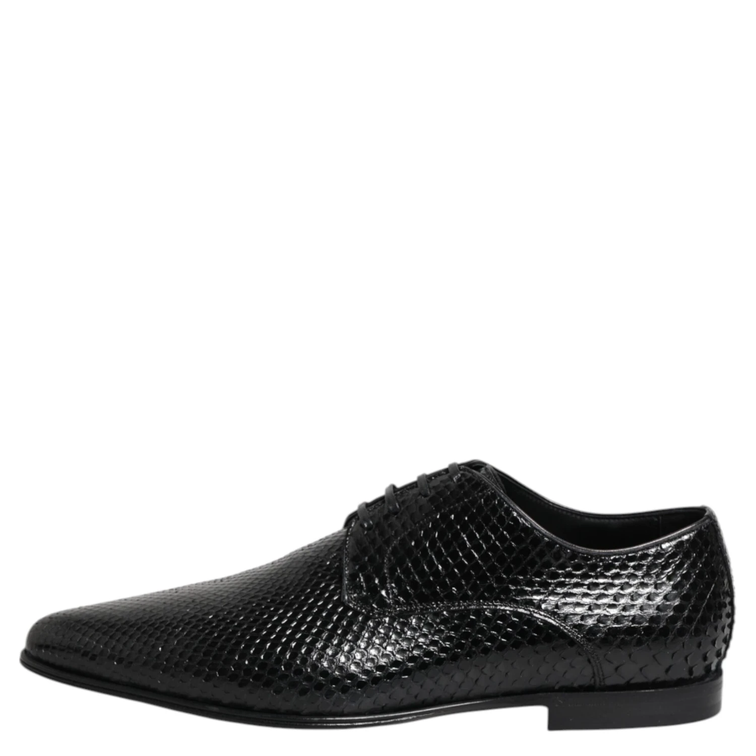 Black Exotic Leather Lace Up Derby Shoes