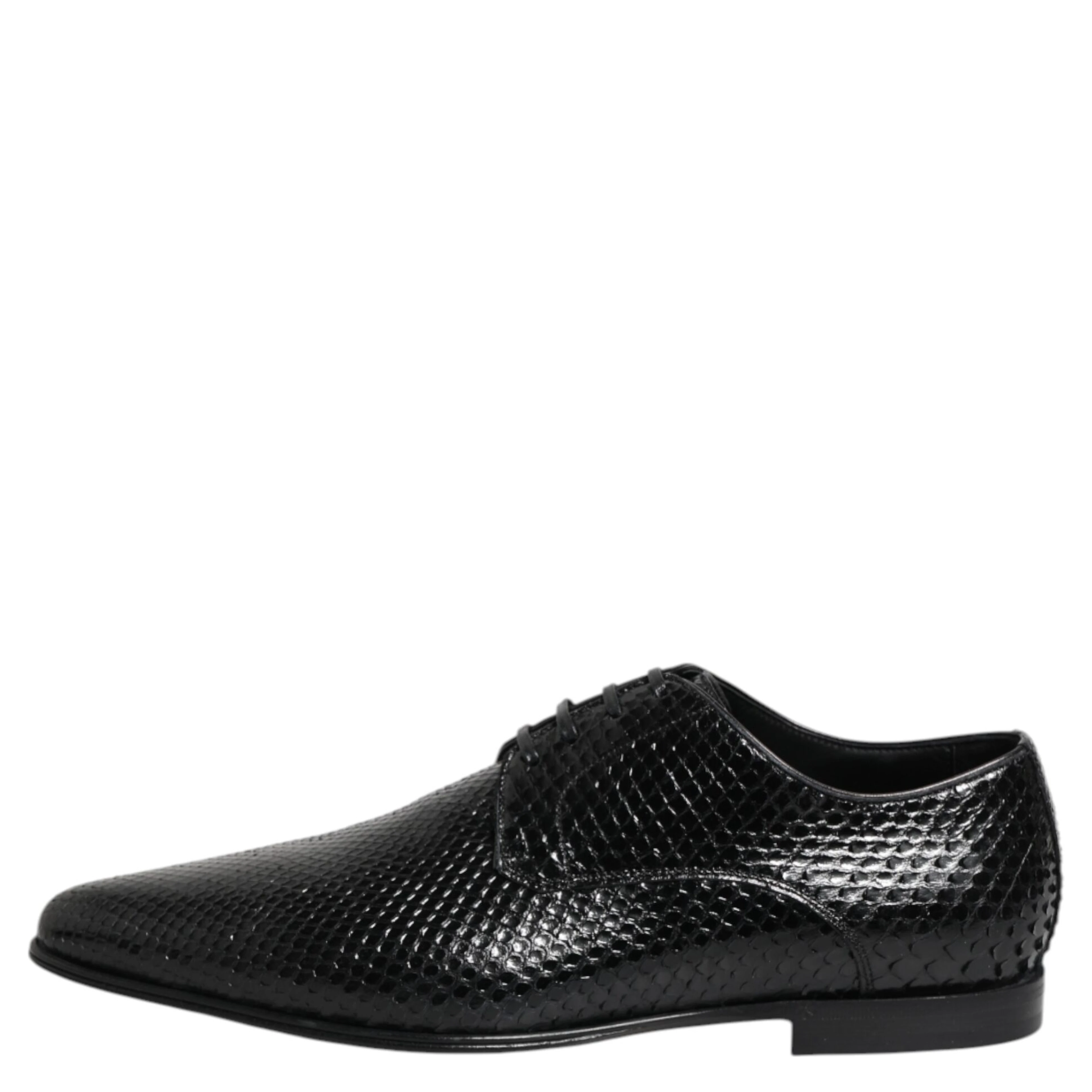 Black Exotic Leather Lace Up Derby Shoes