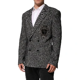 Black White Double Breasted Men Suit Blazer