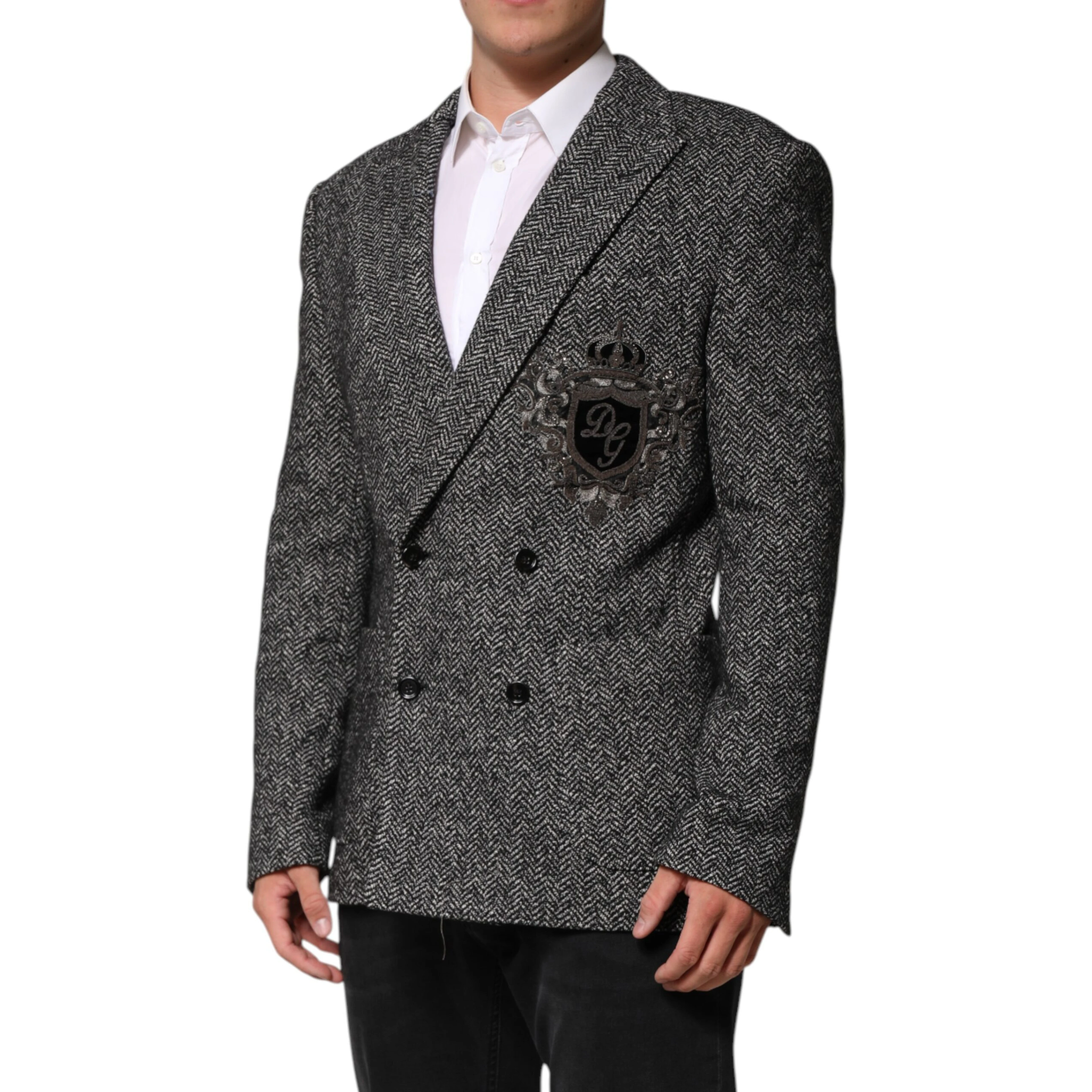 Black White Double Breasted Men Suit Blazer