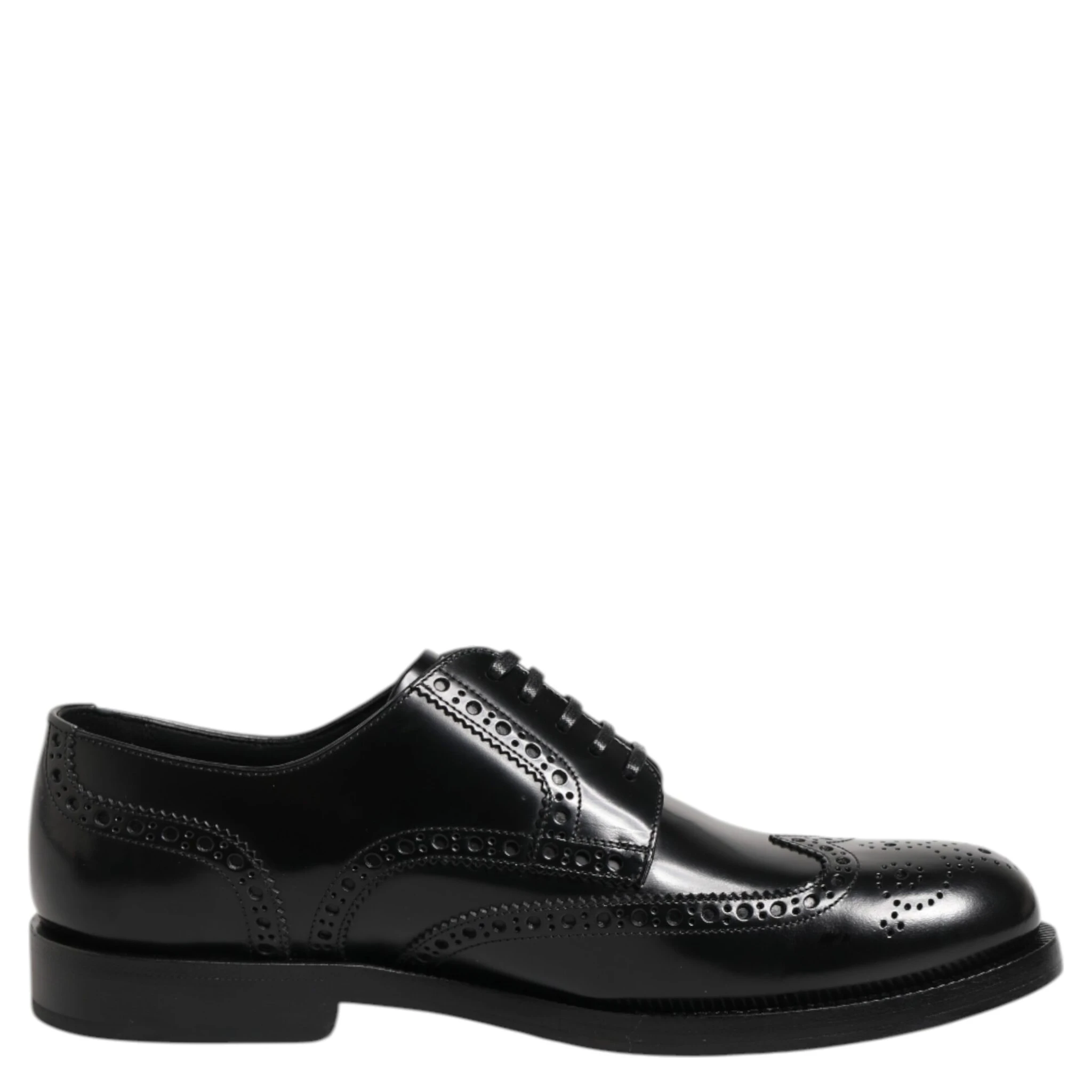 Black Leather Derby Wingtip Formal Shoes