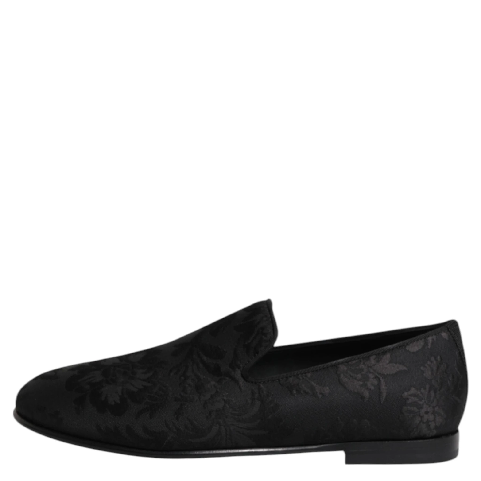 Black Floral Brocade Loafers Men Dress Shoes
