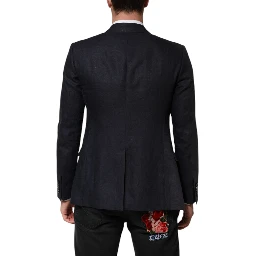 Dark Blue Single Breasted Men Suit Blazer