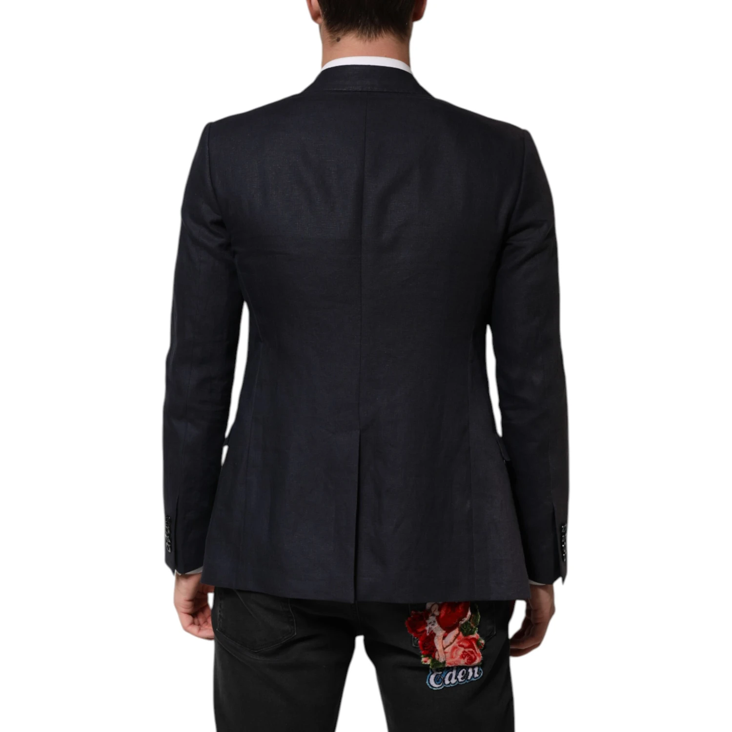 Dark Blue Single Breasted Men Suit Blazer