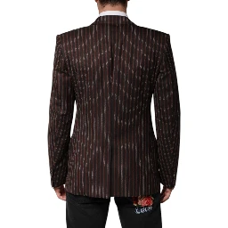 Black Brown Stripe Single Breasted Blazer