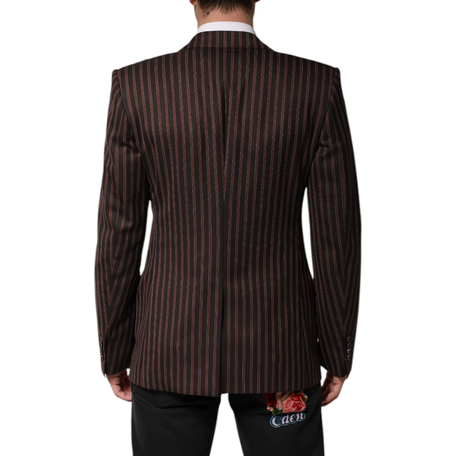 Black Brown Stripe Single Breasted Blazer