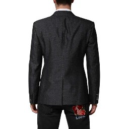 Dark Gray Bee Embroidery Wool Coat Blazer