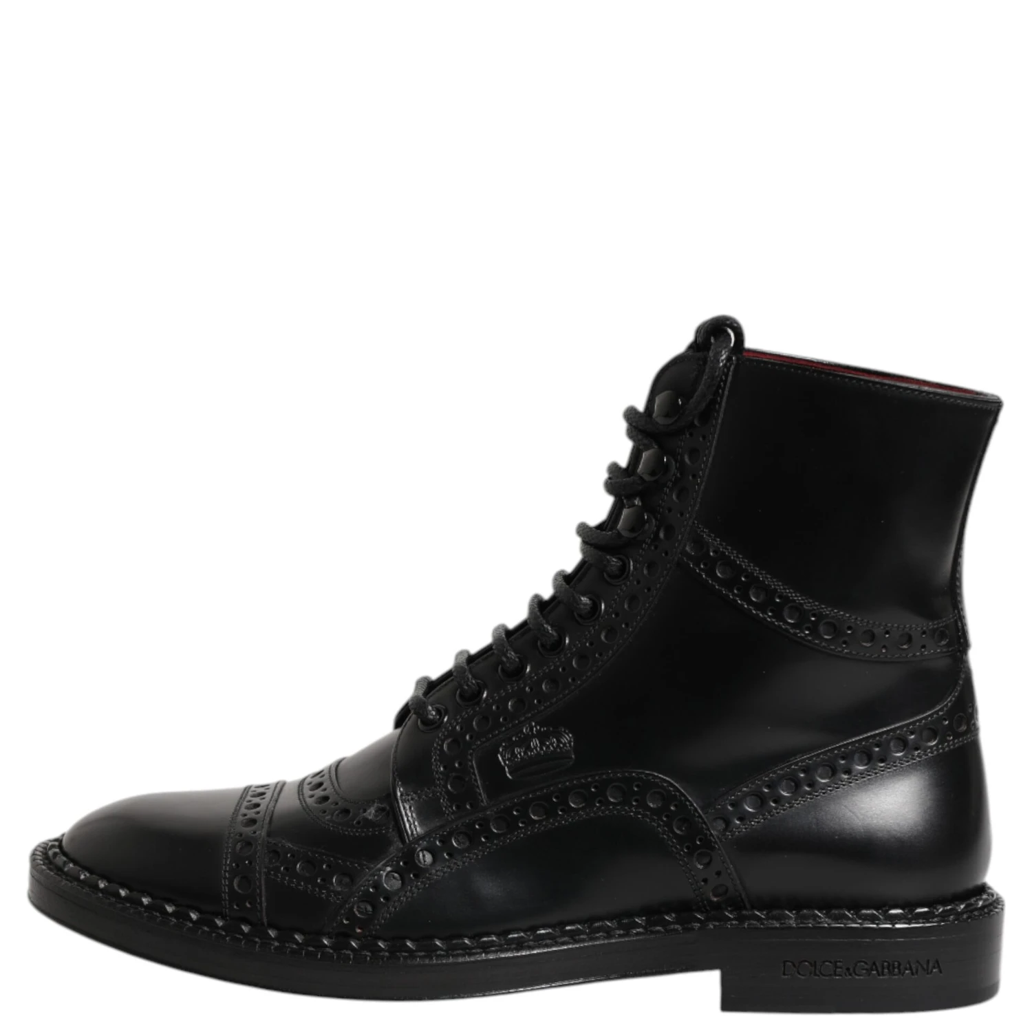 Black Leather Lace Up Mid Calf Boots Shoes