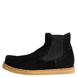 Black Calf Suede Slip On Ankle Boots Shoes