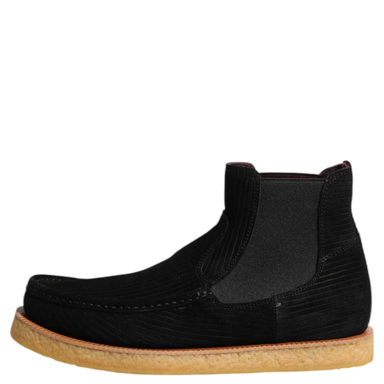 Black Calf Suede Slip On Ankle Boots Shoes