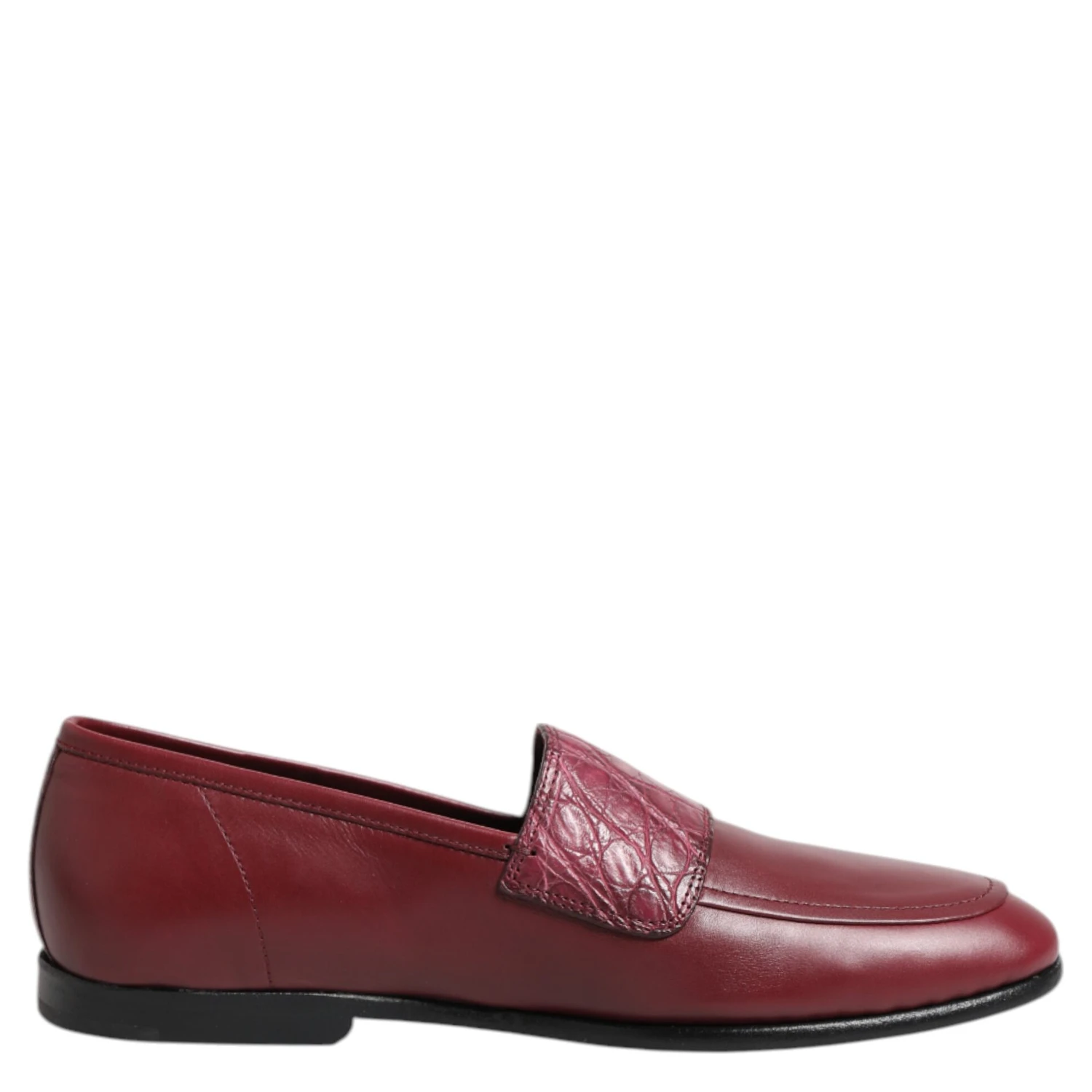Burgundy Leather Formal Slip On Shoes