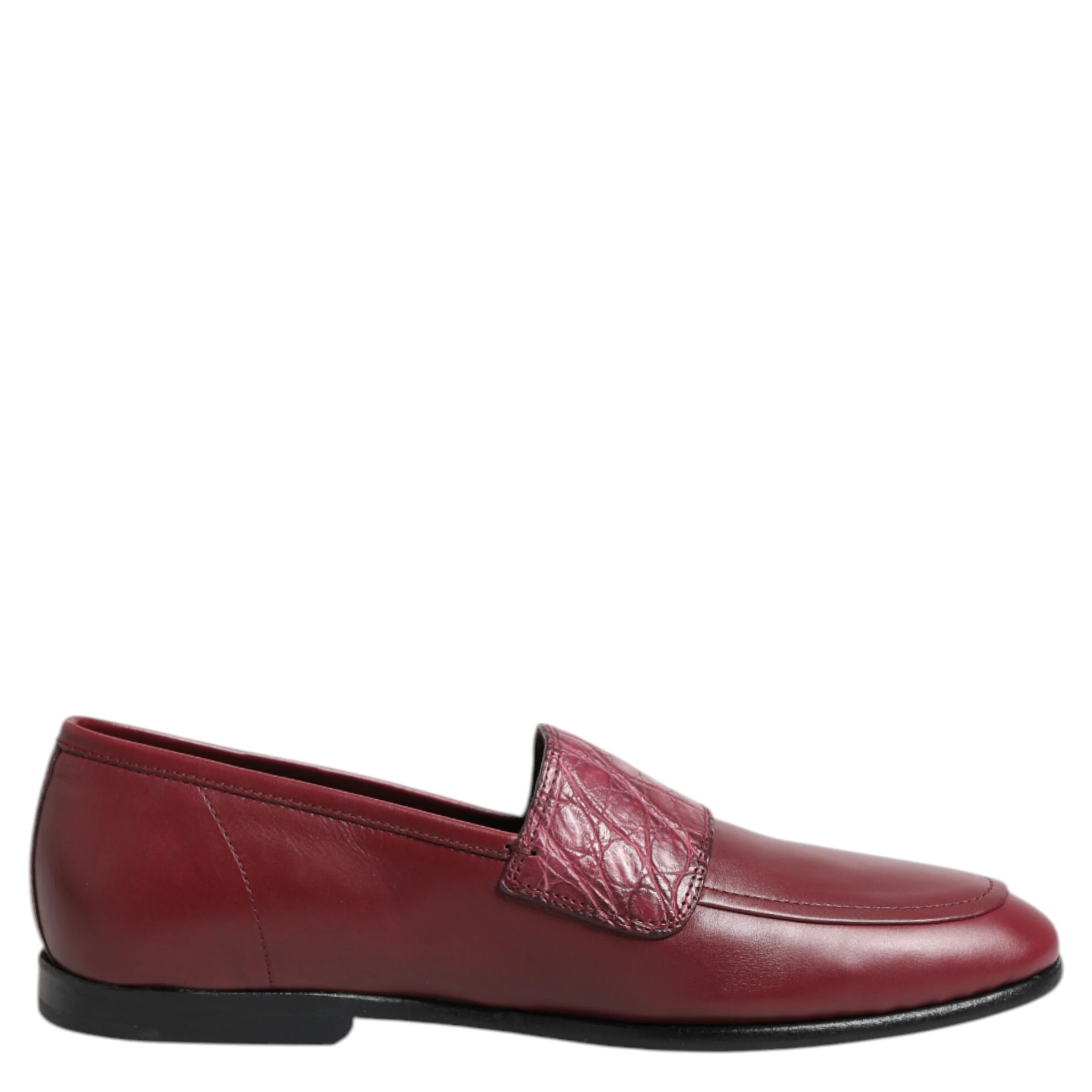 Burgundy Leather Formal Slip On Shoes