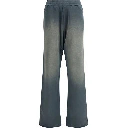 Blue Cotton Casual Pants
