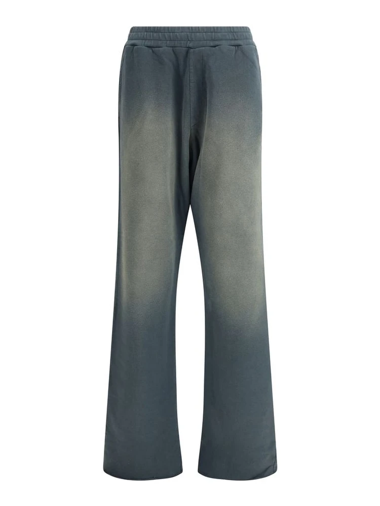 Blue Cotton Casual Pants