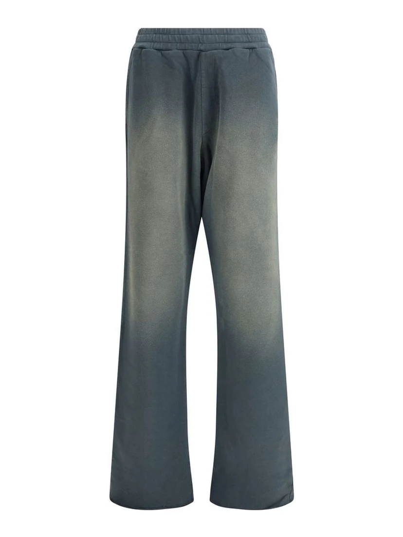 Blue Cotton Casual Pants