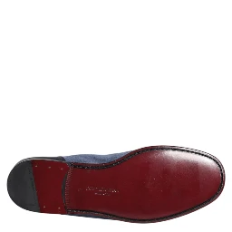 Blue Suede Leather Loafers Moccasin Shoes