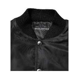 Black Polyester Logo Plaque Bomber Jacket
