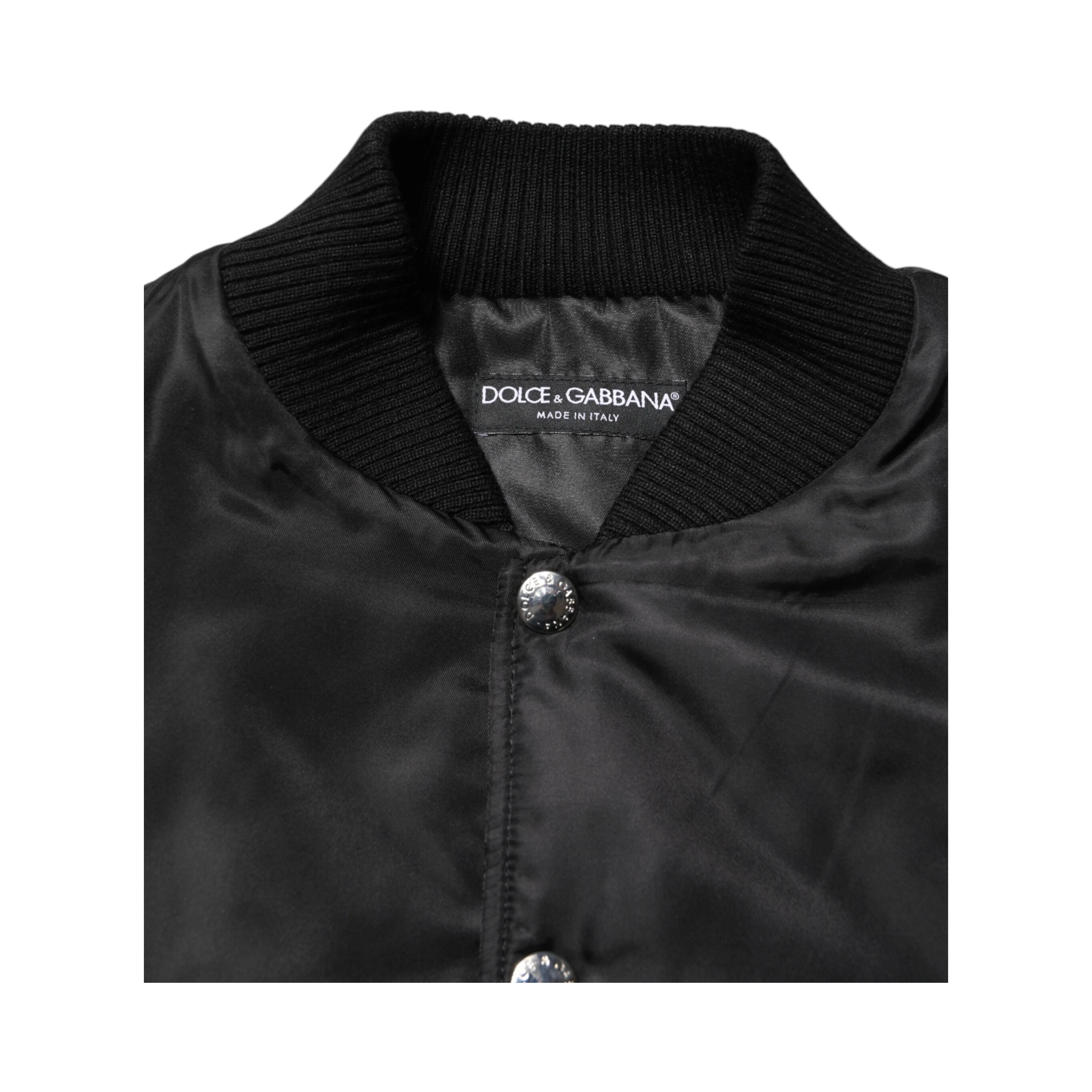 Black Polyester Logo Plaque Bomber Jacket