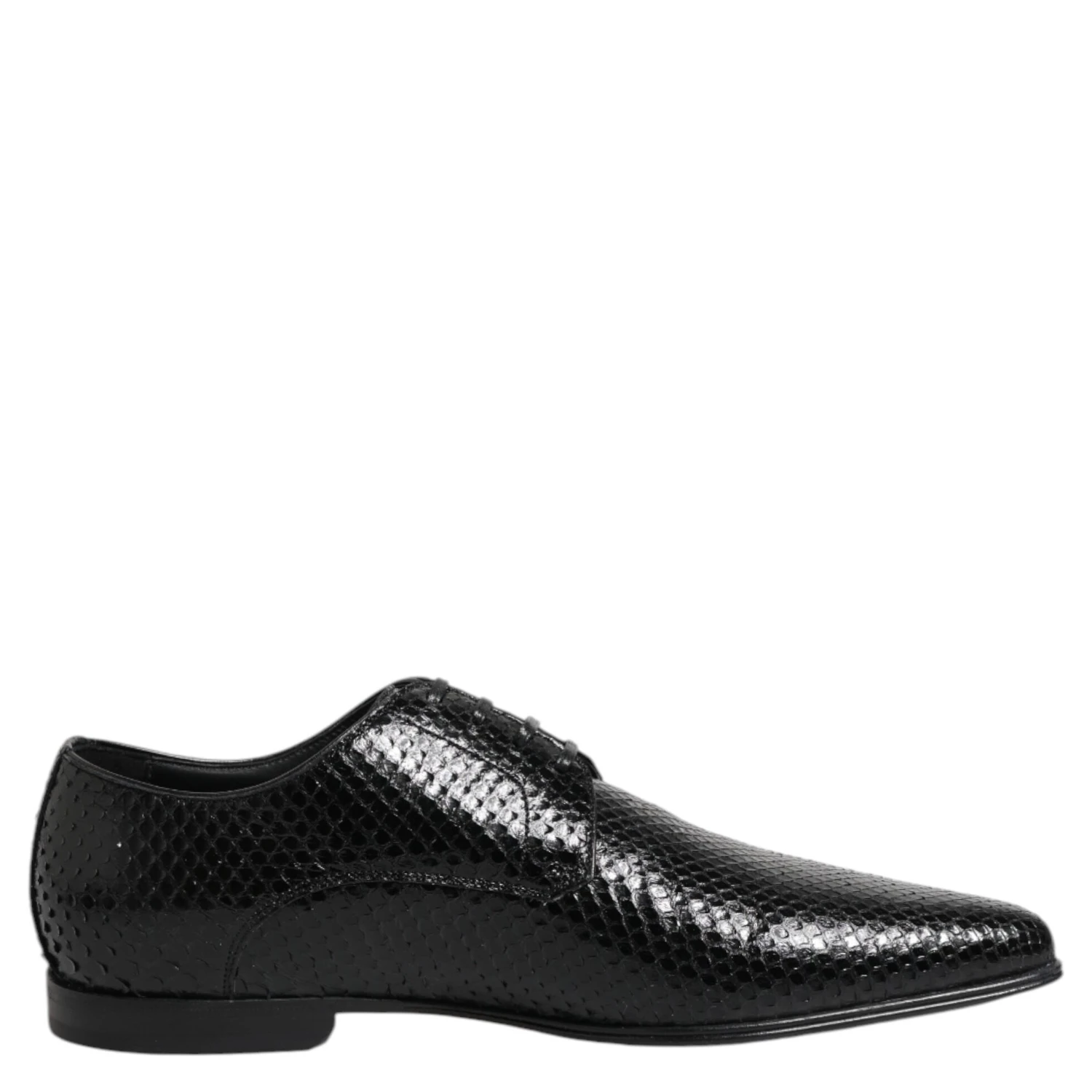 Black Exotic Leather Lace Up Derby Shoes