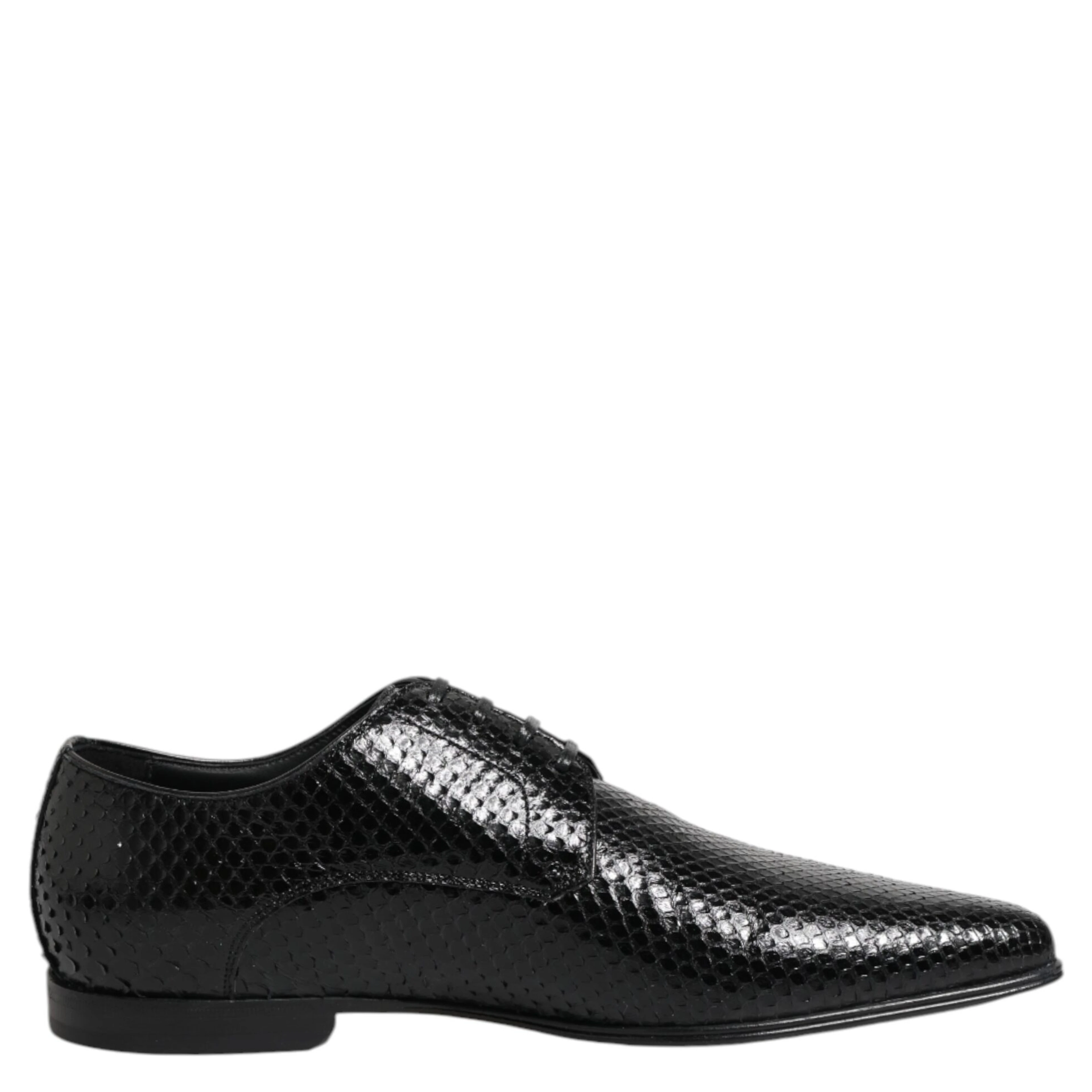 Black Exotic Leather Lace Up Derby Shoes