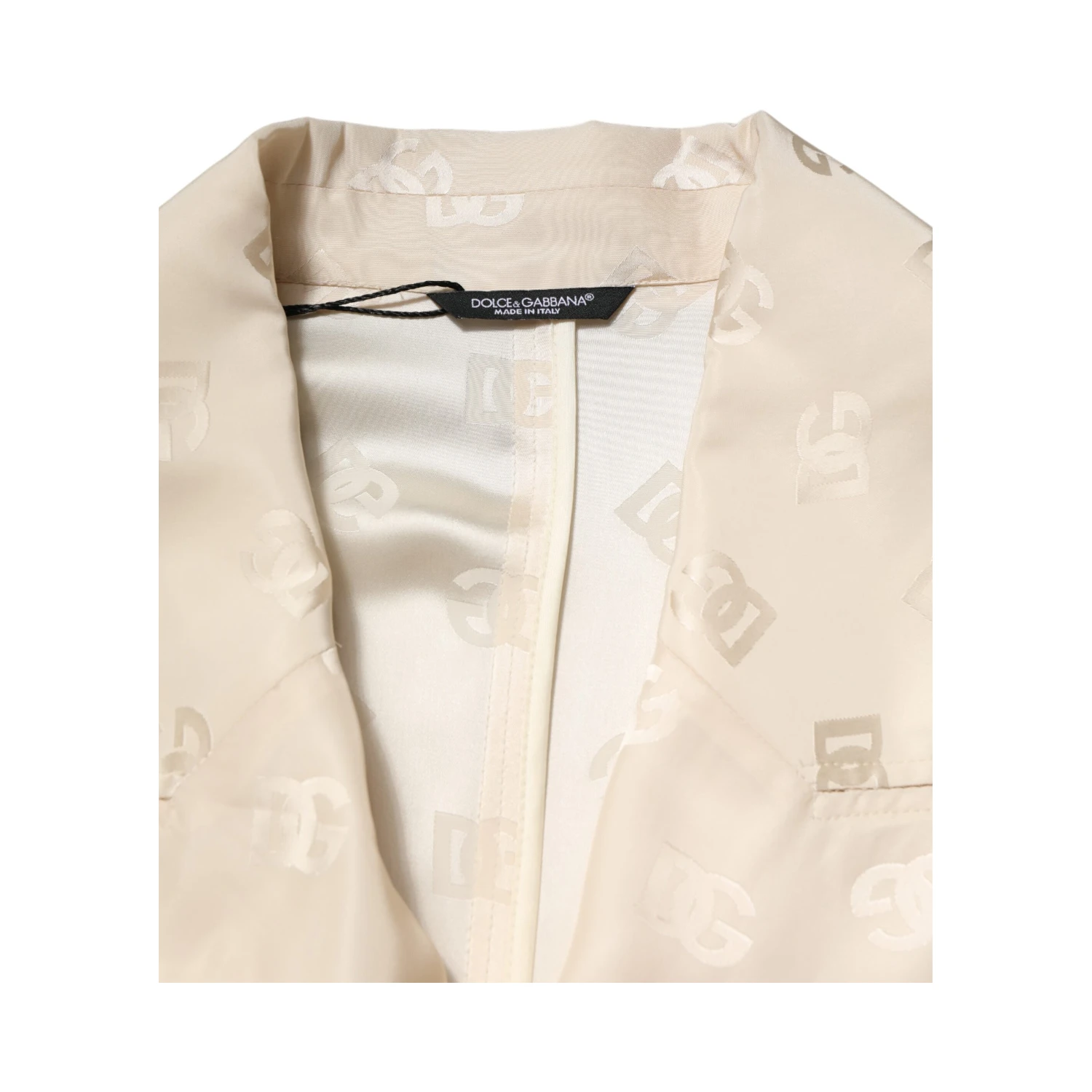 Beige Polyester Logo Monogram Coat Jacket
