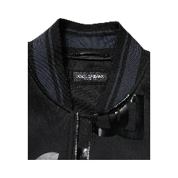 Black Wool Logo DG Mania Men Bomber Jacket