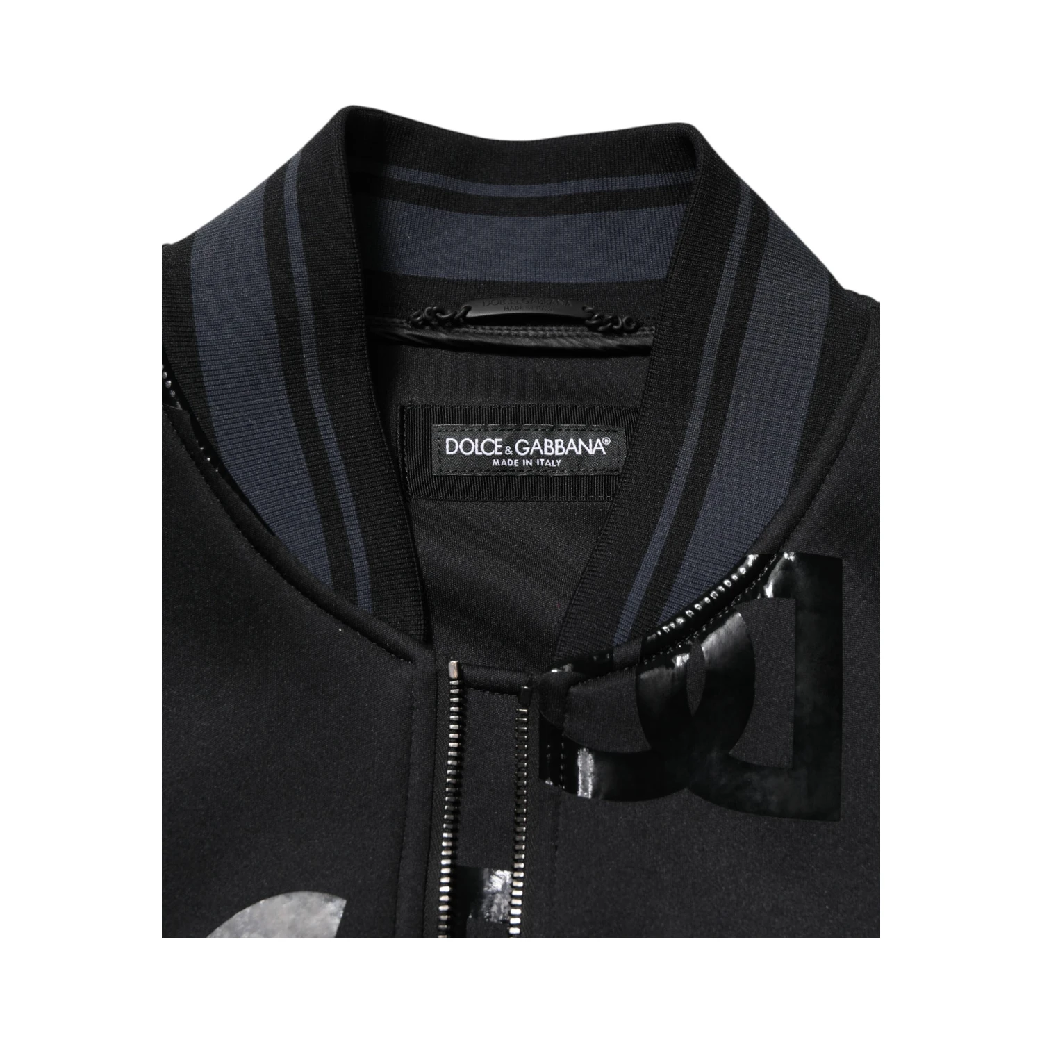 Black Wool Logo DG Mania Men Bomber Jacket