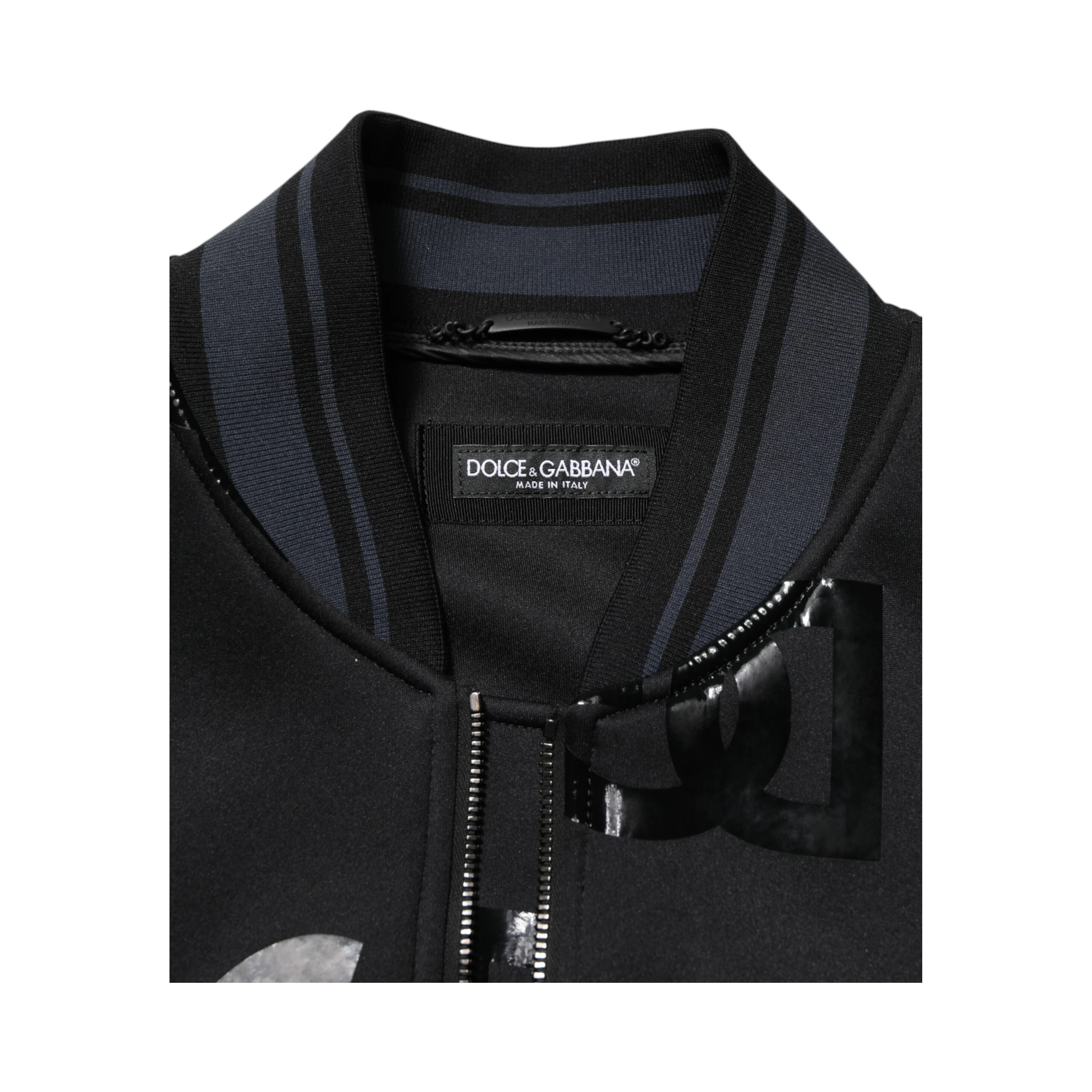 Black Wool Logo DG Mania Men Bomber Jacket