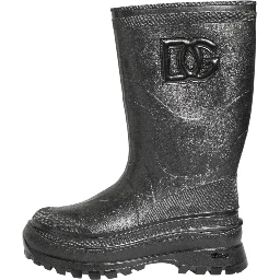 Metallic Gray Pull On Rain Boots Shoes
