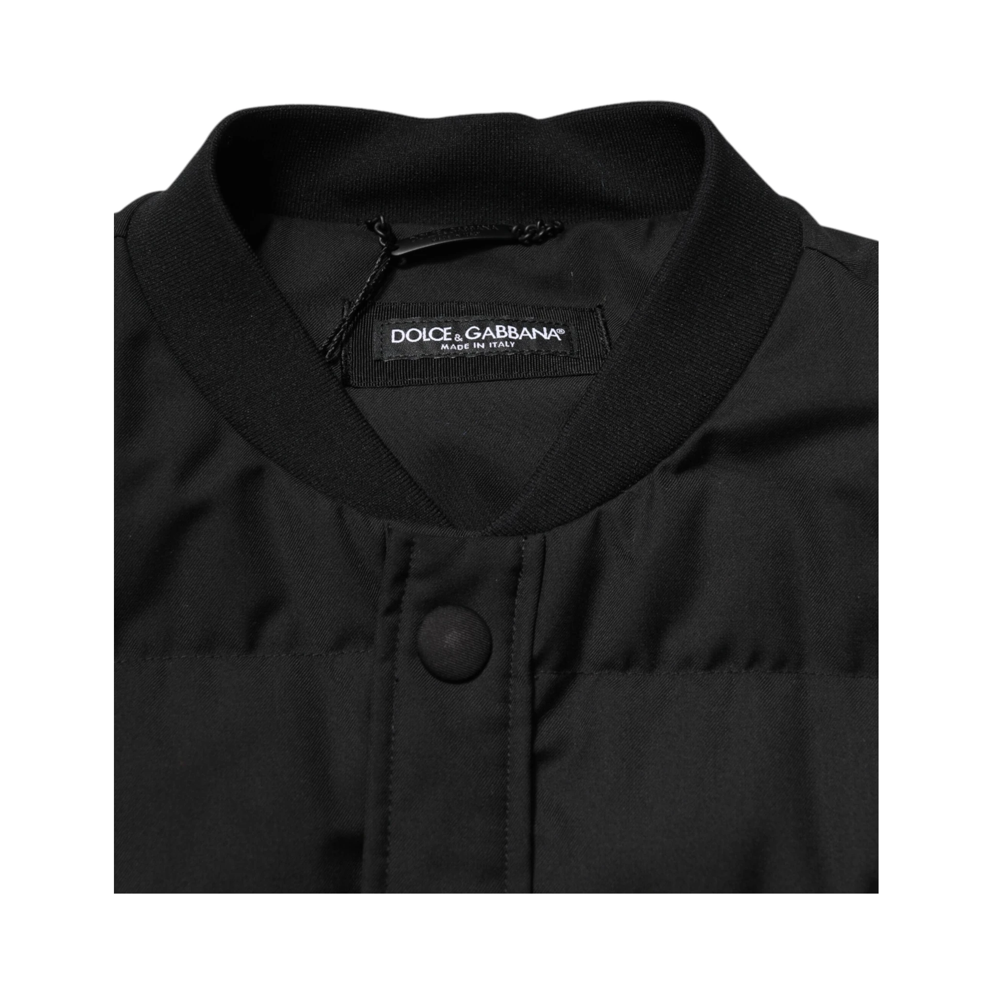 Black Sleeveless Parka Logo Plaque Jacket