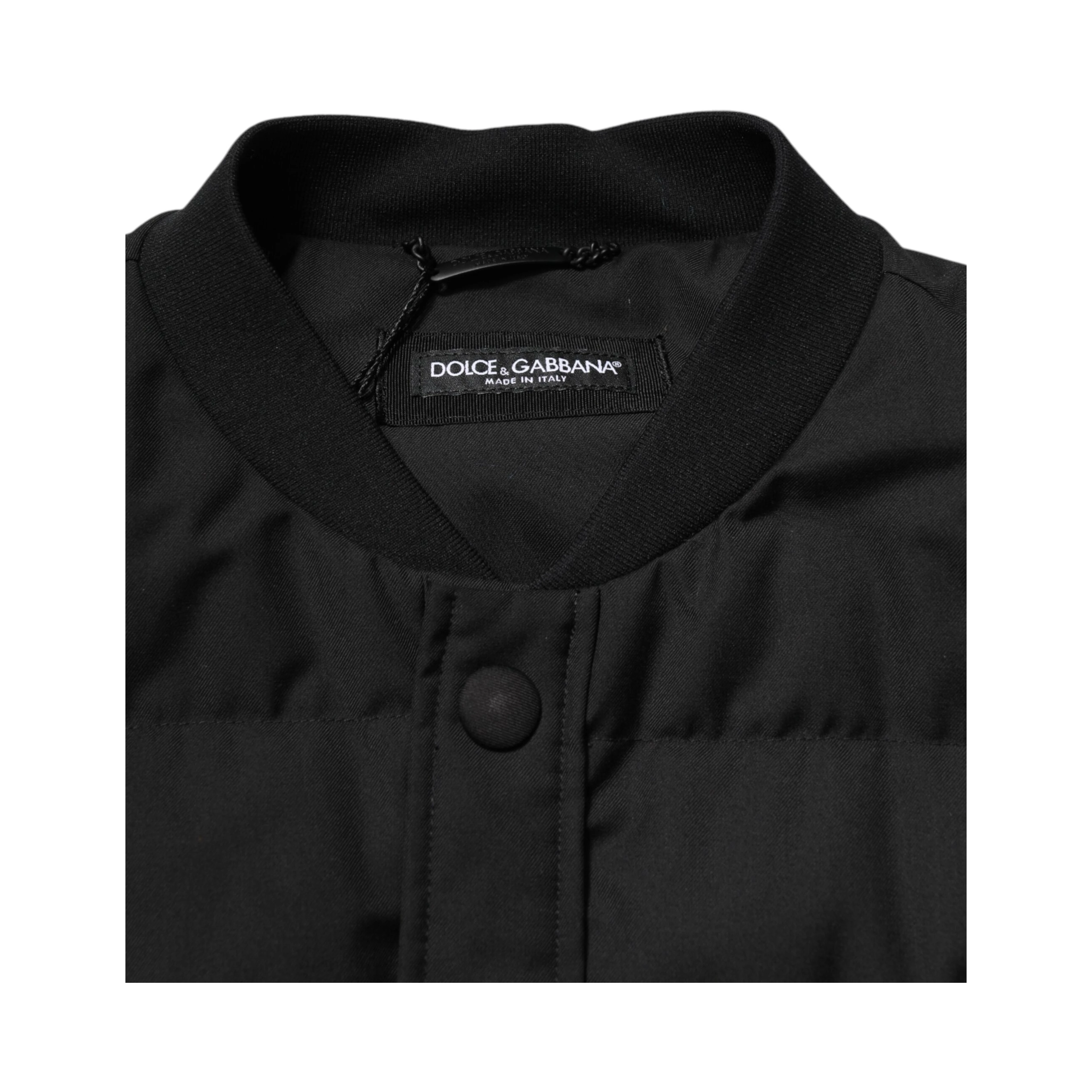 Black Sleeveless Parka Logo Plaque Jacket