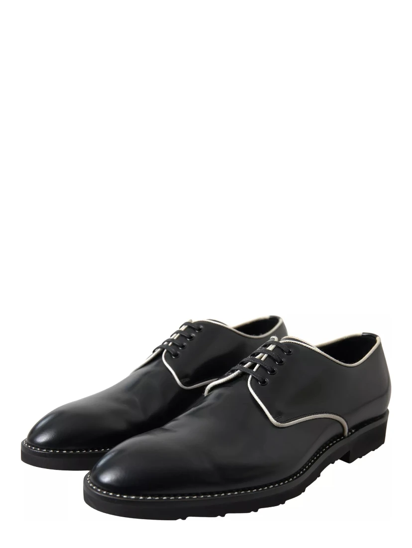 Black White Leather Formal Dress Shoes